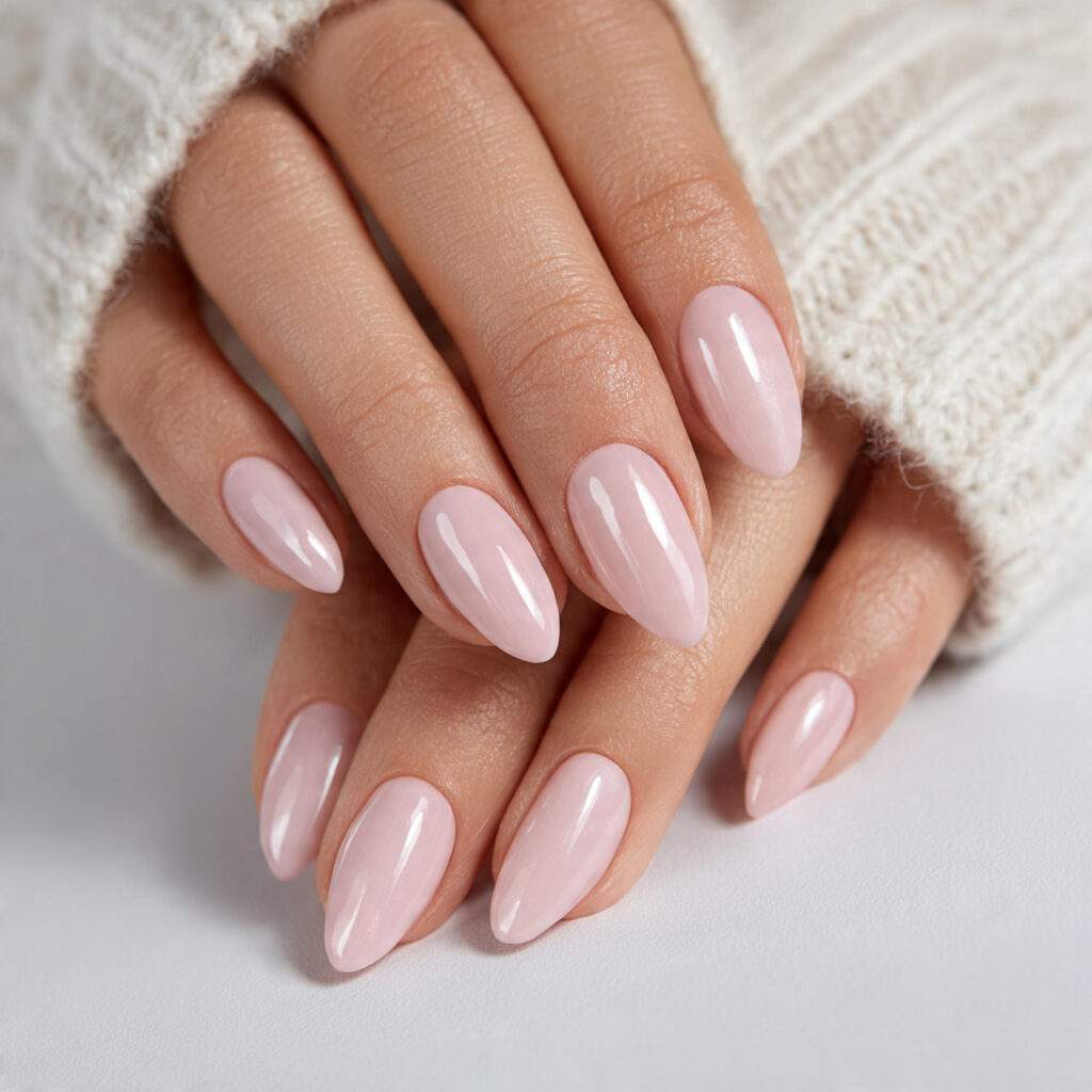 close up photo of short almond shaped nails nails