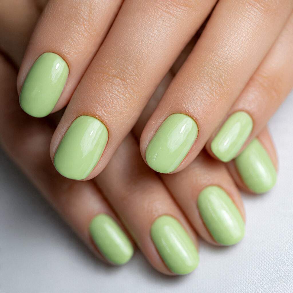 close up photo of short nails painted in 11