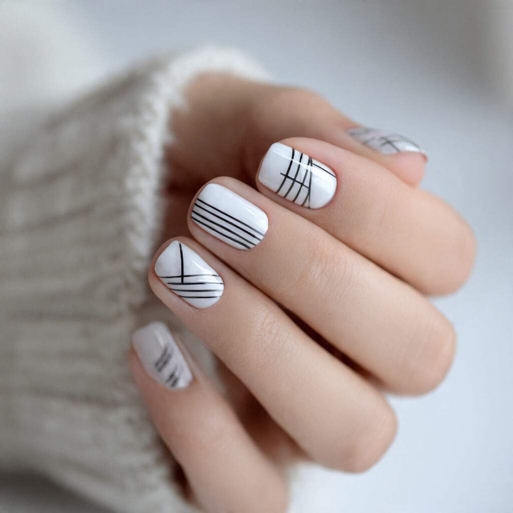 close up photo of short nails painted in 3
