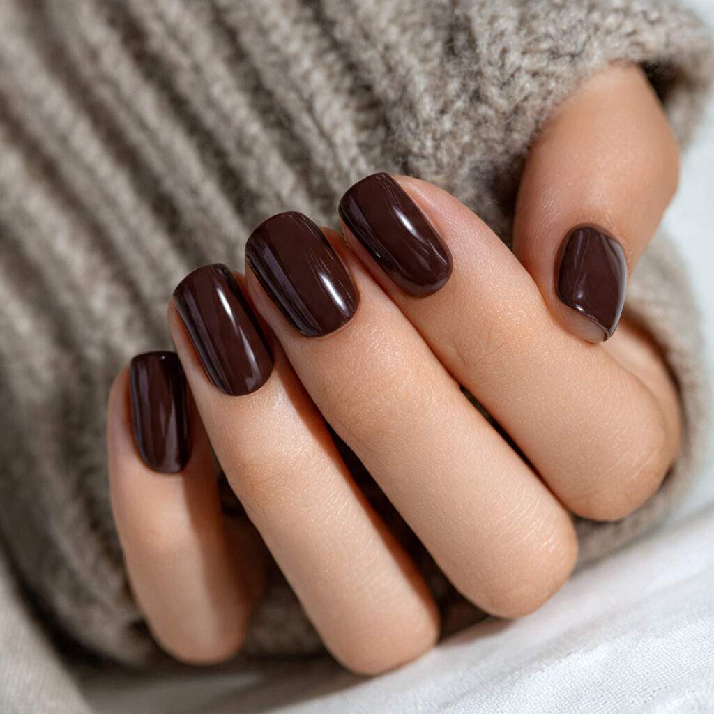 close up photo of short nails painted in 8