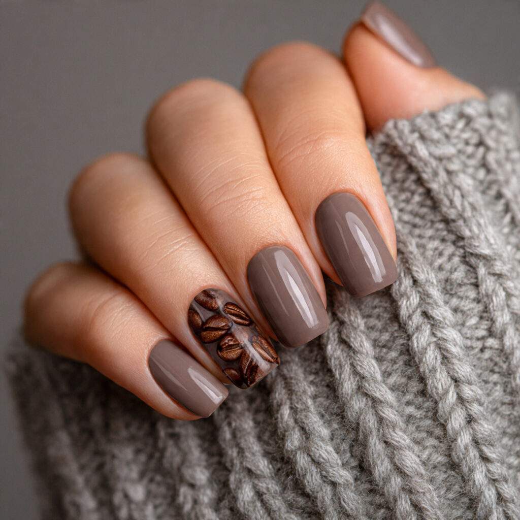 coffee bean neutral nails for a minimal