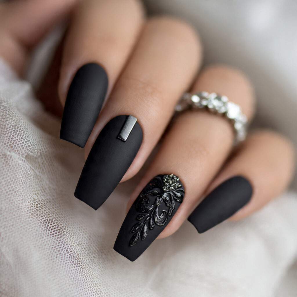 coffin nails with a minimal accent nail
