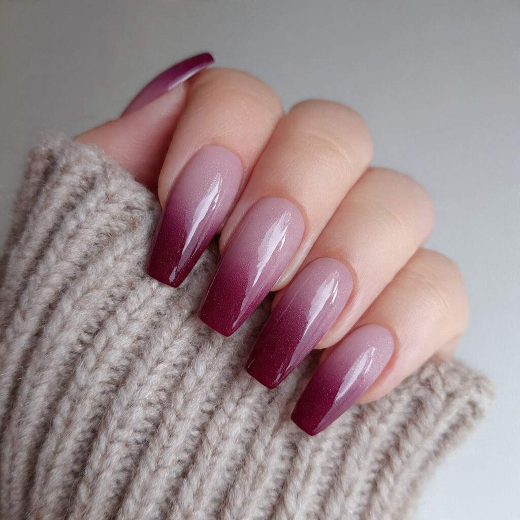 coffin nails with a soft gradient finish