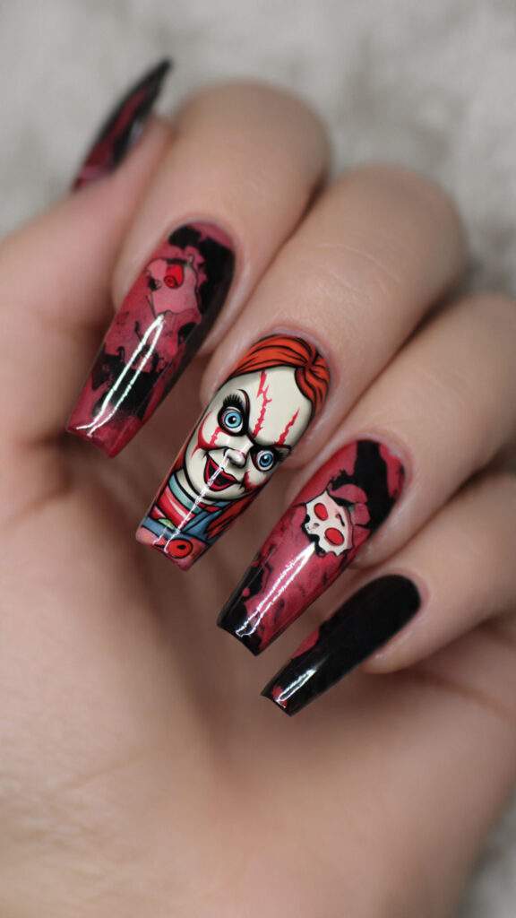 coffin nails with blood drips and a