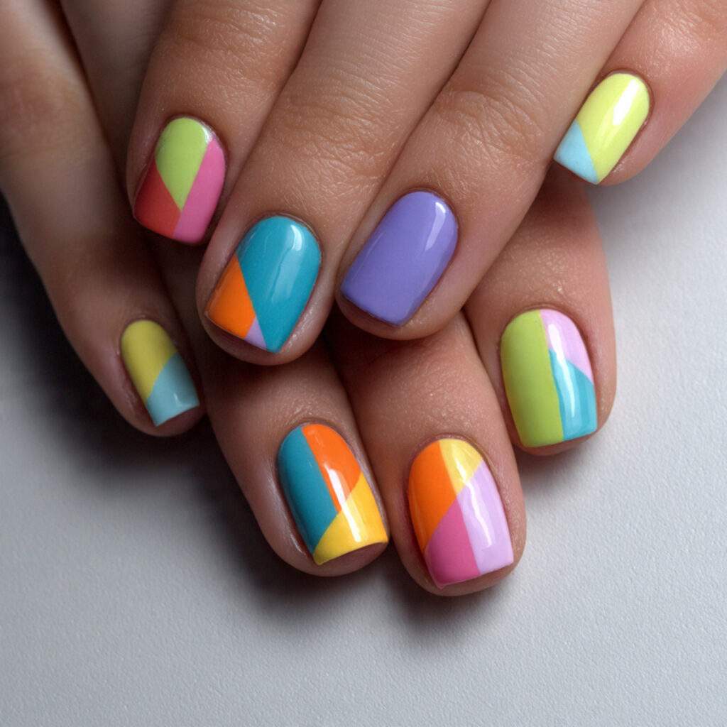 color block nails bring bold and playful
