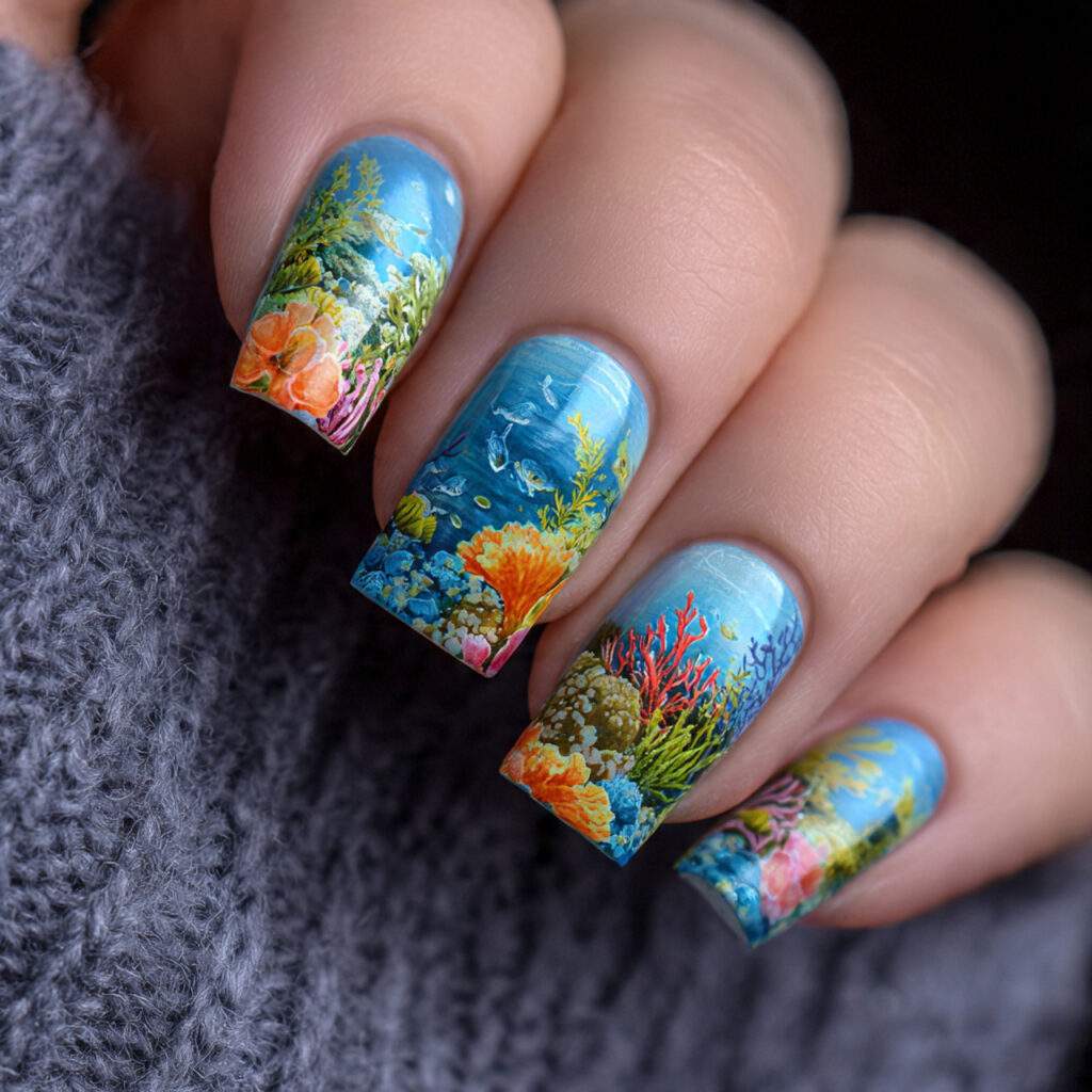 coral reef nails for bright summer colors