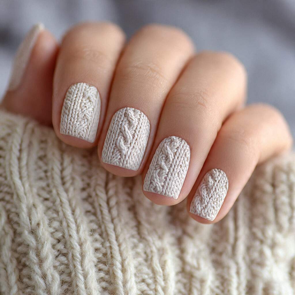 cozy knit nails copy the texture of
