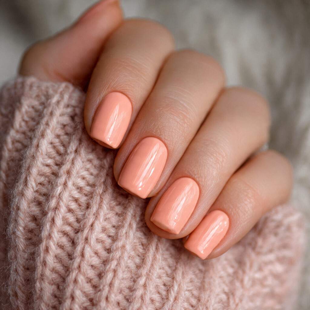 create nails in pale peach soft warm