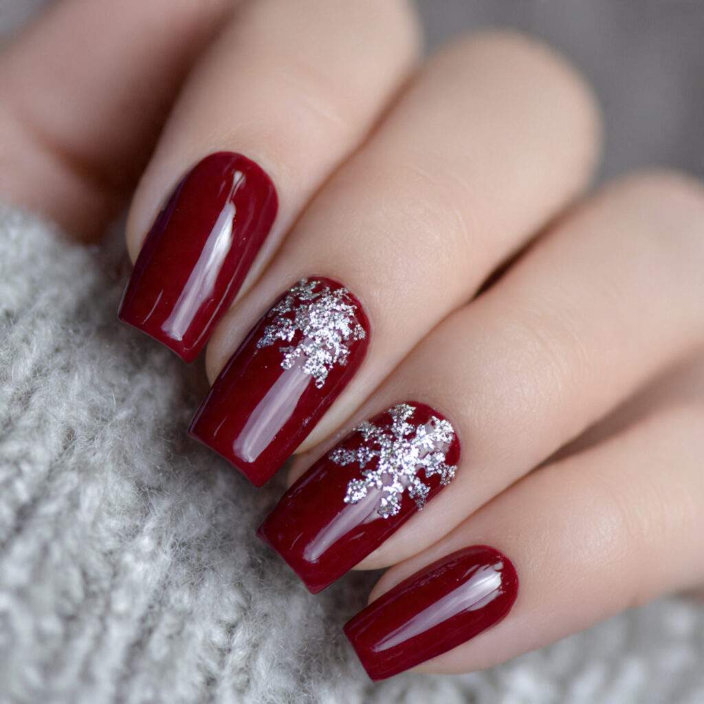 crimson snowflake nails feel rich and refined