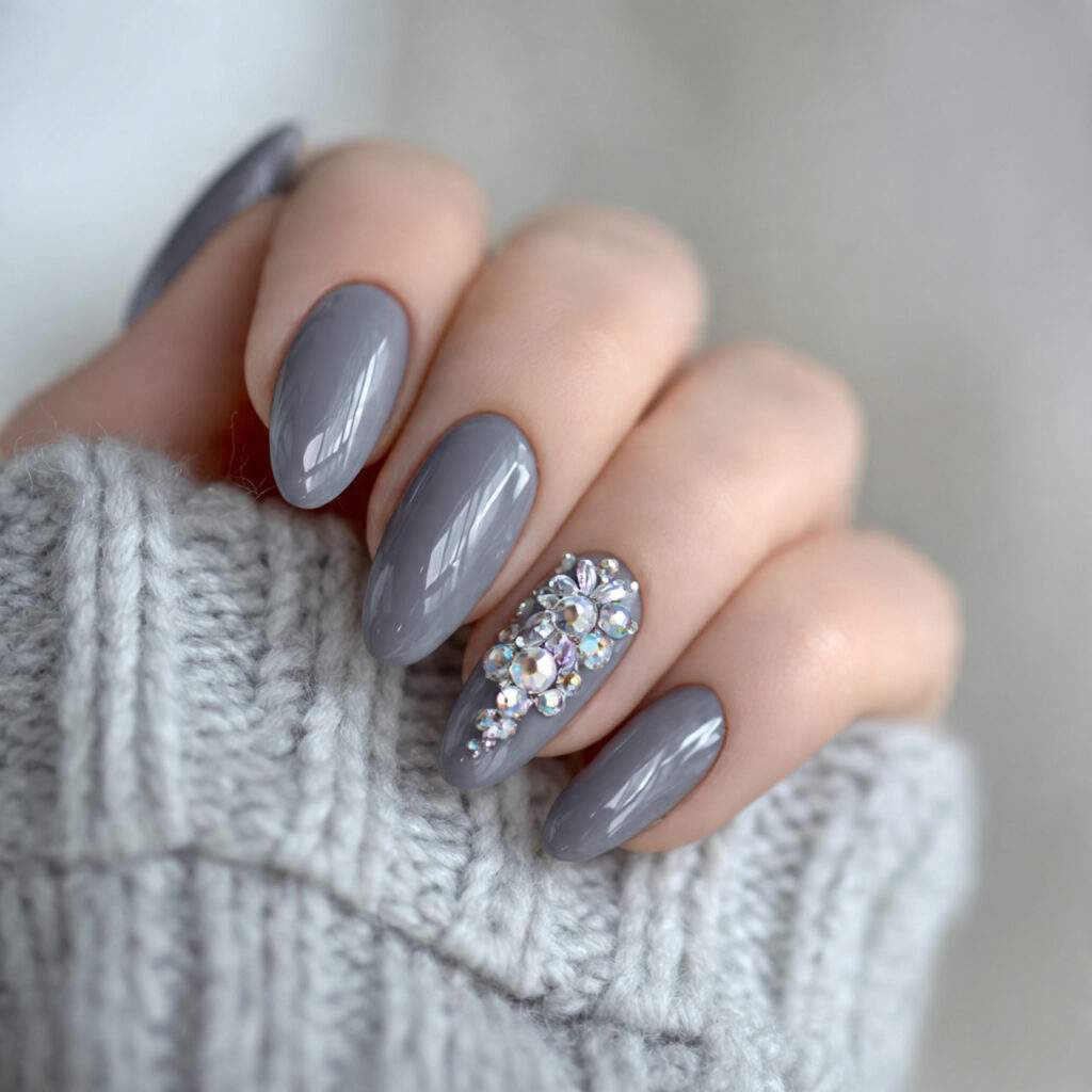 crystal snowfall glam gray winter nails feel