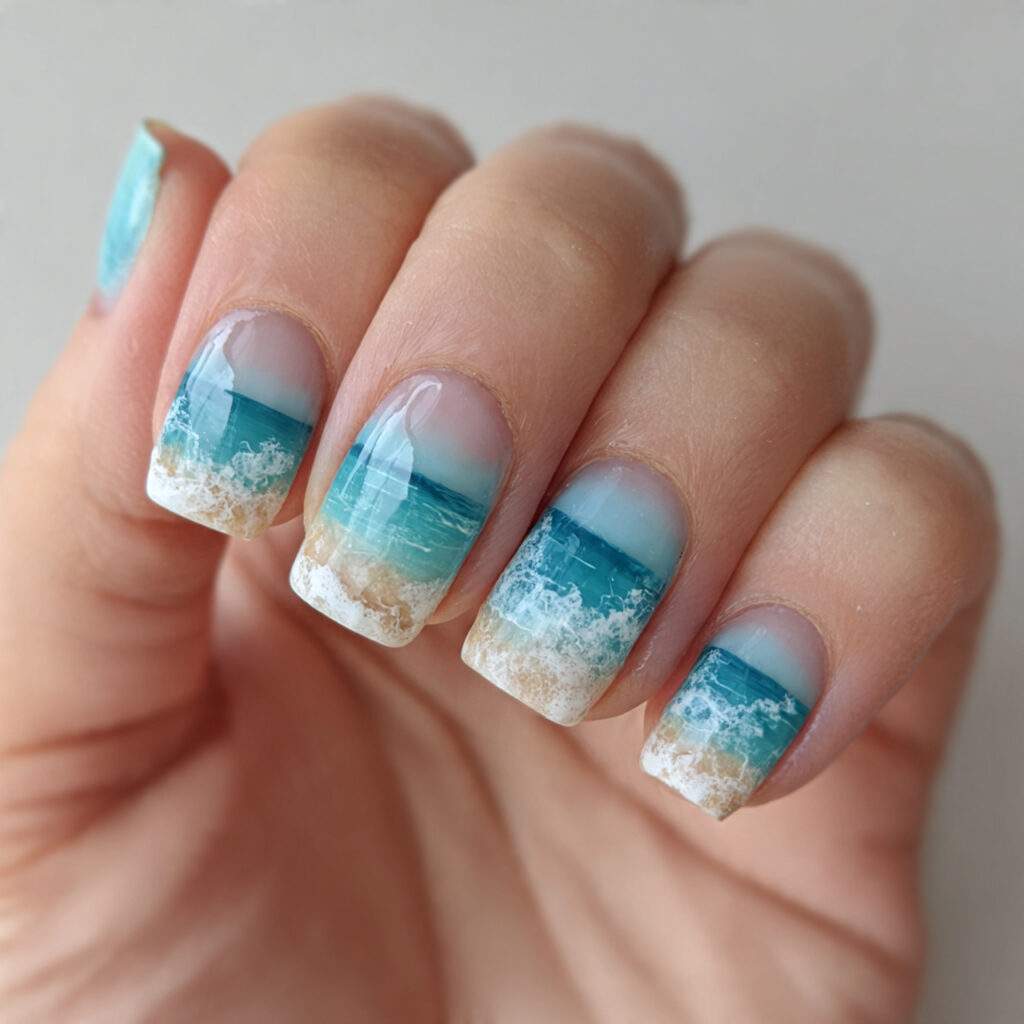 cute beachy french tips for a simple