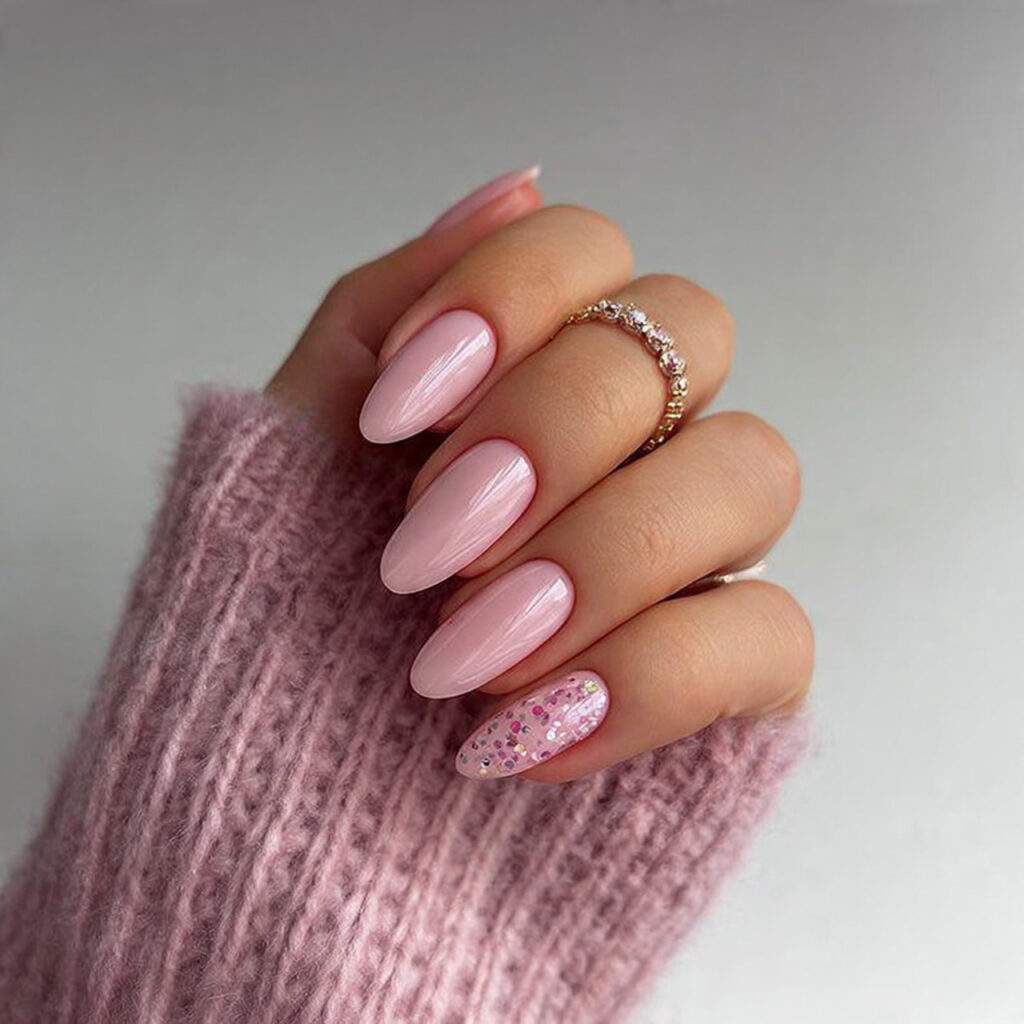 cute january nail ideas with sheer pink