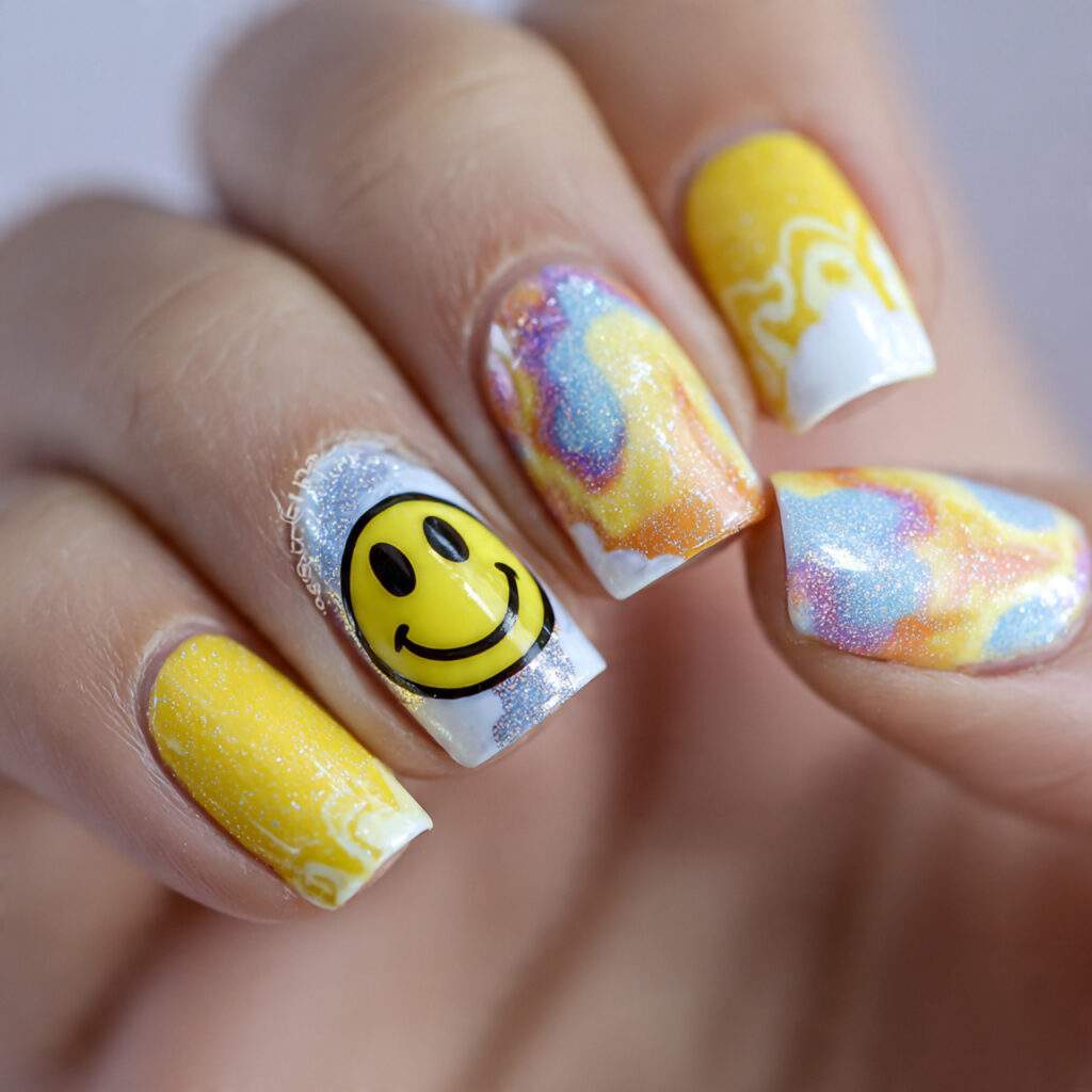 cute smiley face nails