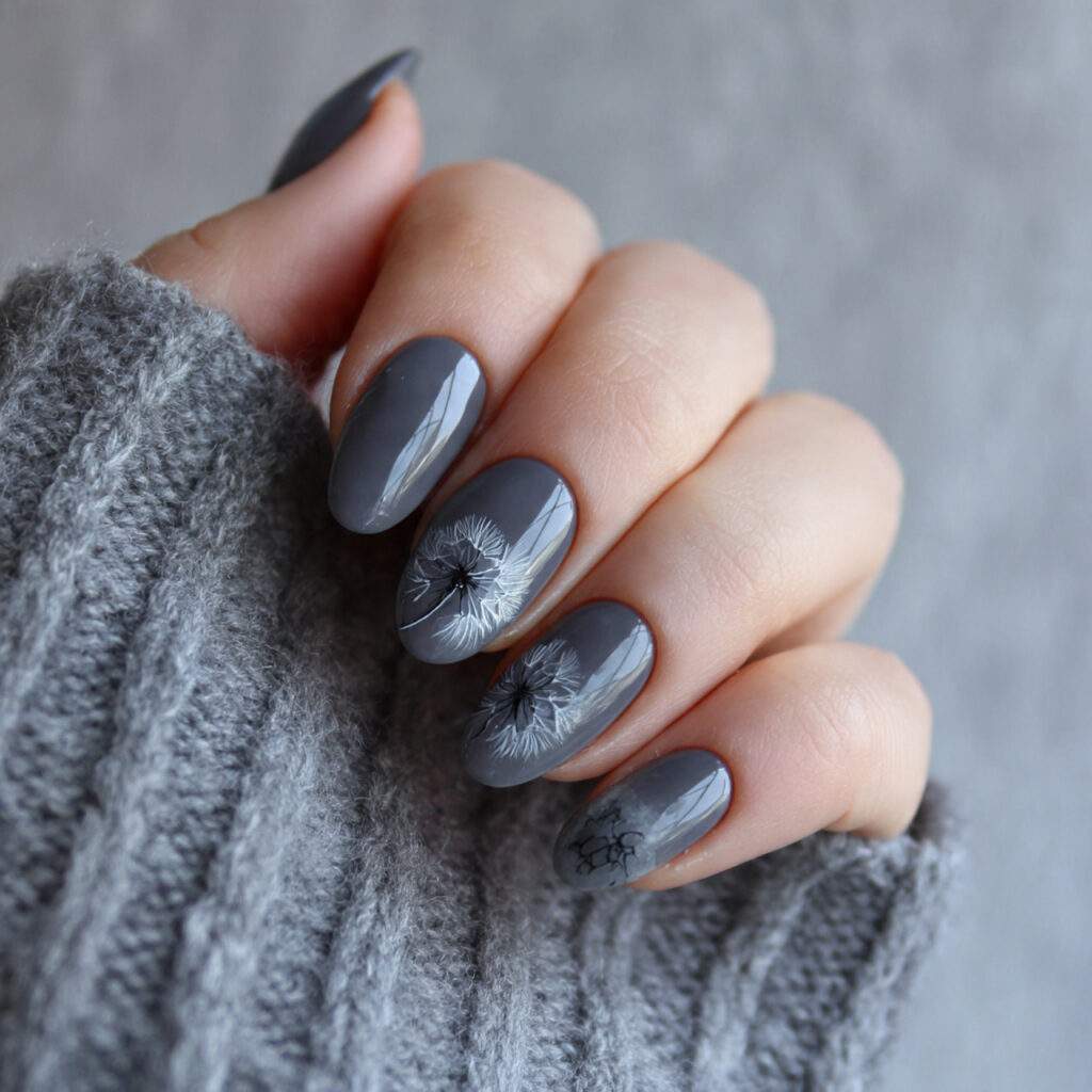 dandelion winter mist gray nails feel artistic