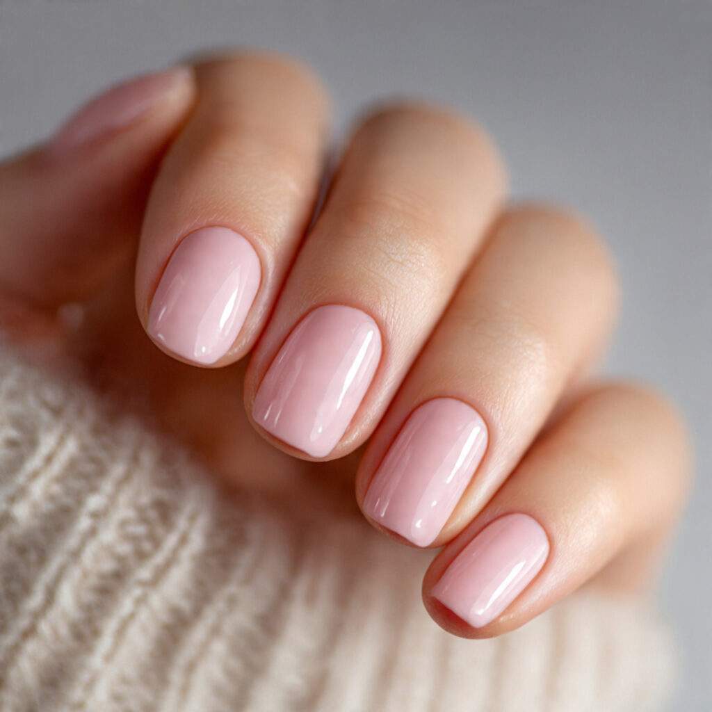 delicate pale ballet pink nails soft and