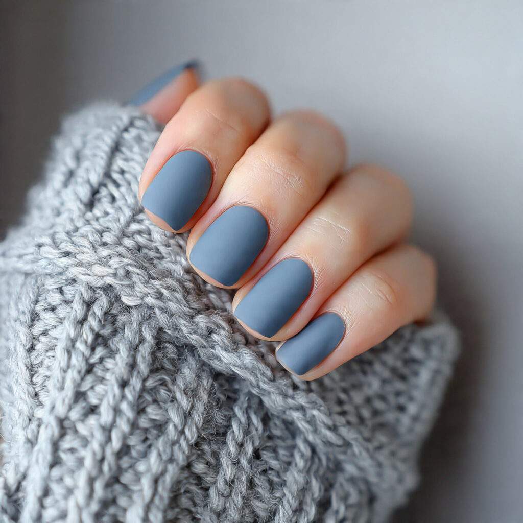 denim blue short winter nails feel casual
