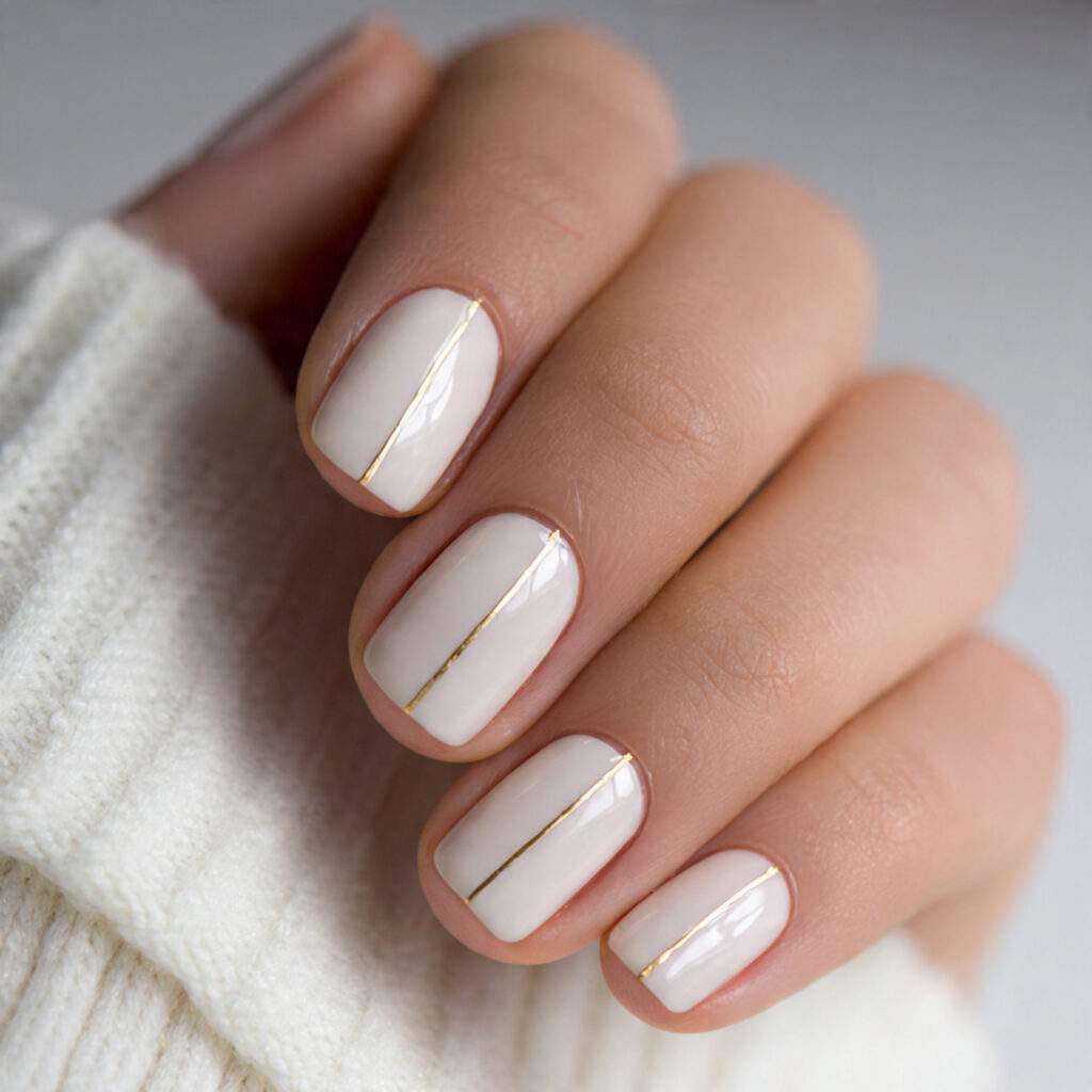 design creamy ivory nails with a single