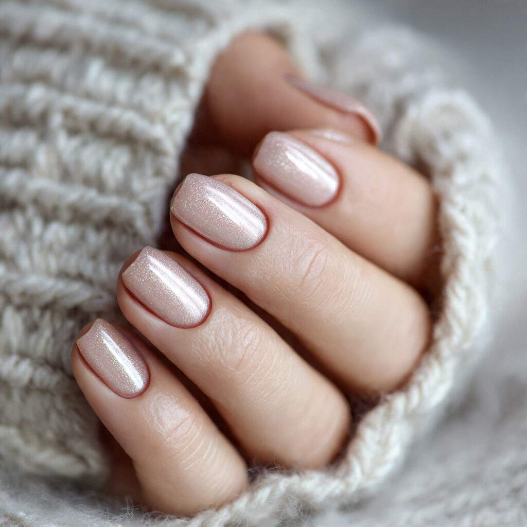 design nails in soft champagne with a
