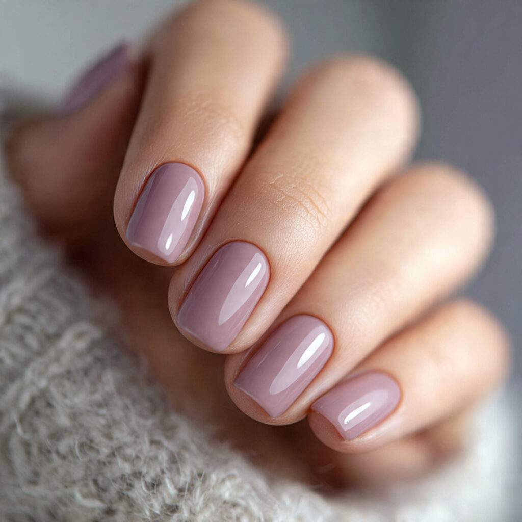 dusty mauve nails on short nails muted