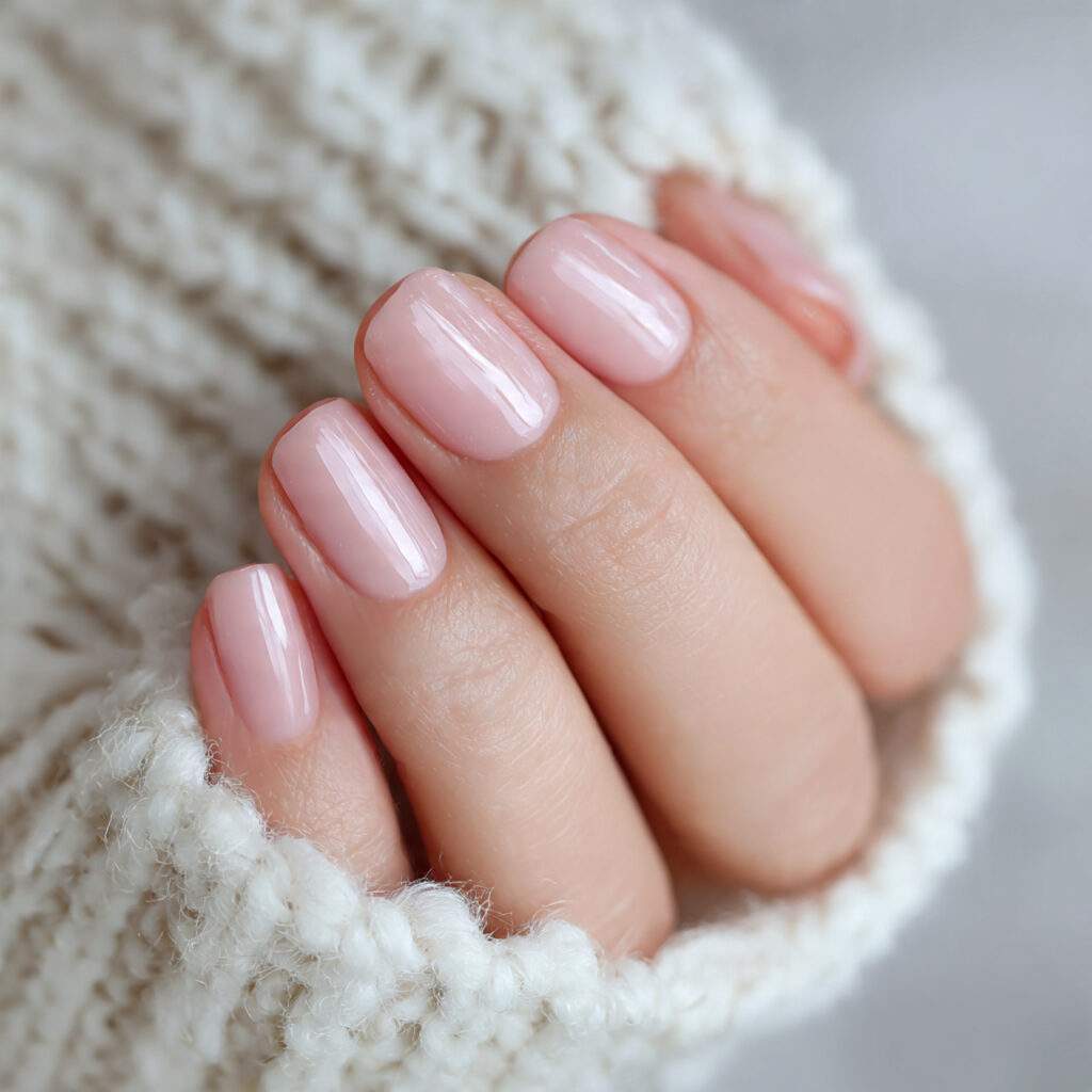 early spring nails with a pearl finish