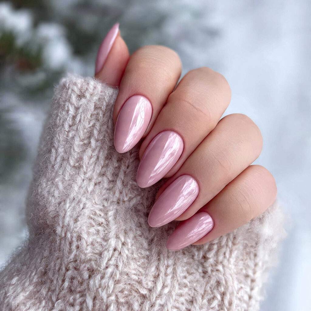 elegant almond winter nails feel soft feminine