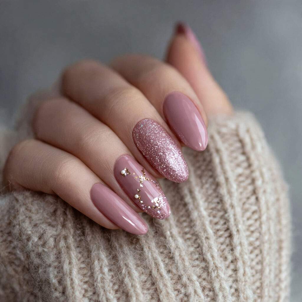 elegant winter nails with minimal accent nails