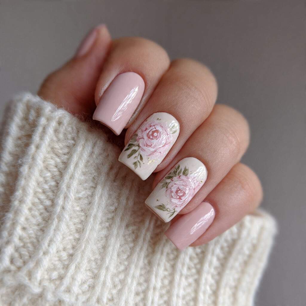 february nail designs with blush pink and