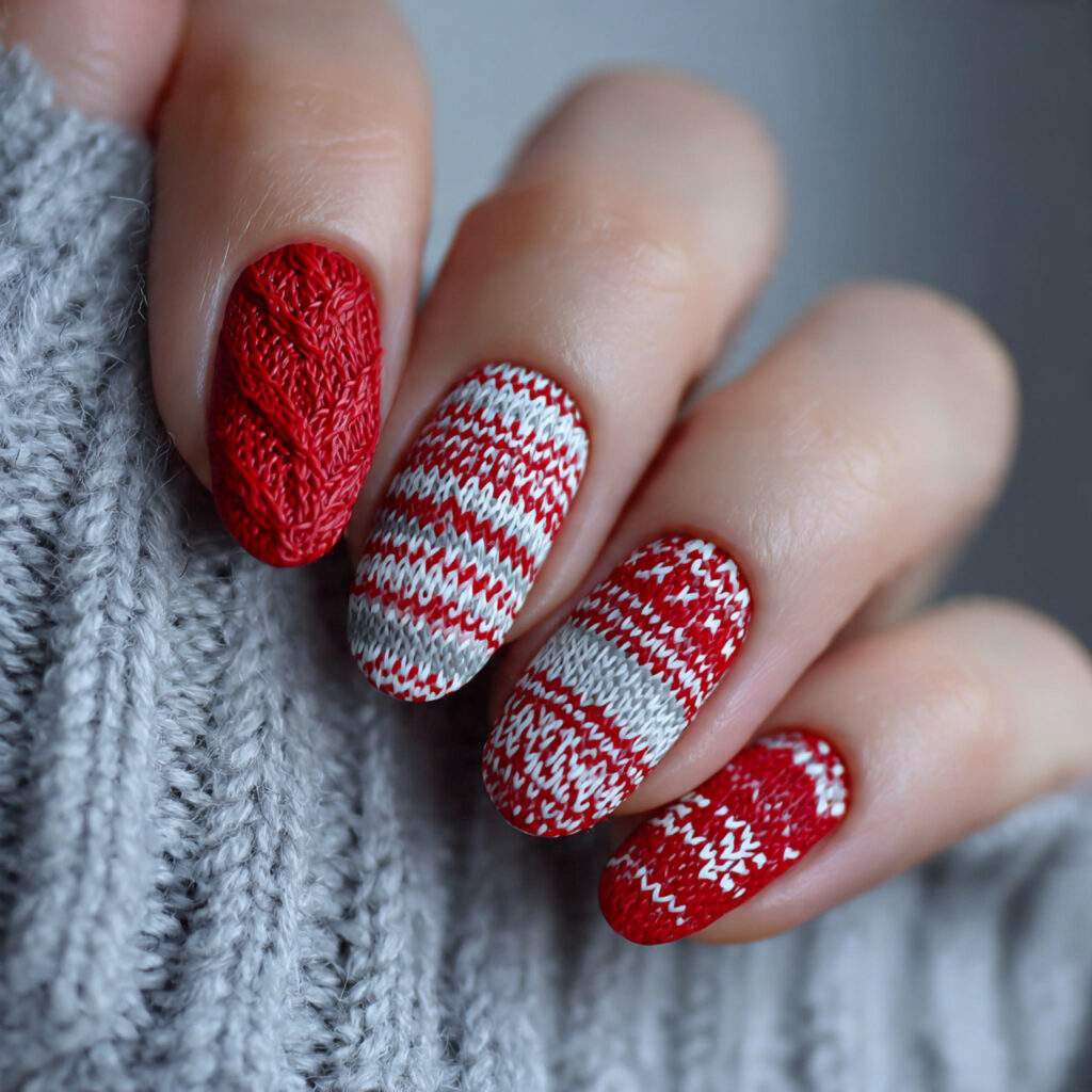 festive sweater mix nails feel cozy and