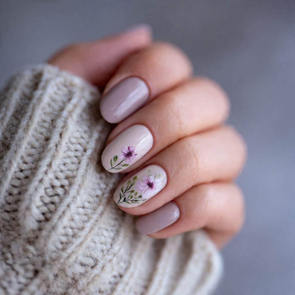 floral accent nails are a romantic nail