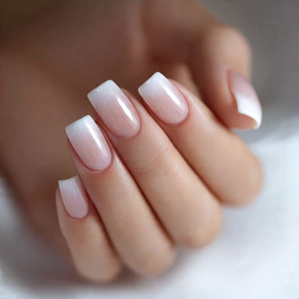 french ombre nails blend white and smoothly
