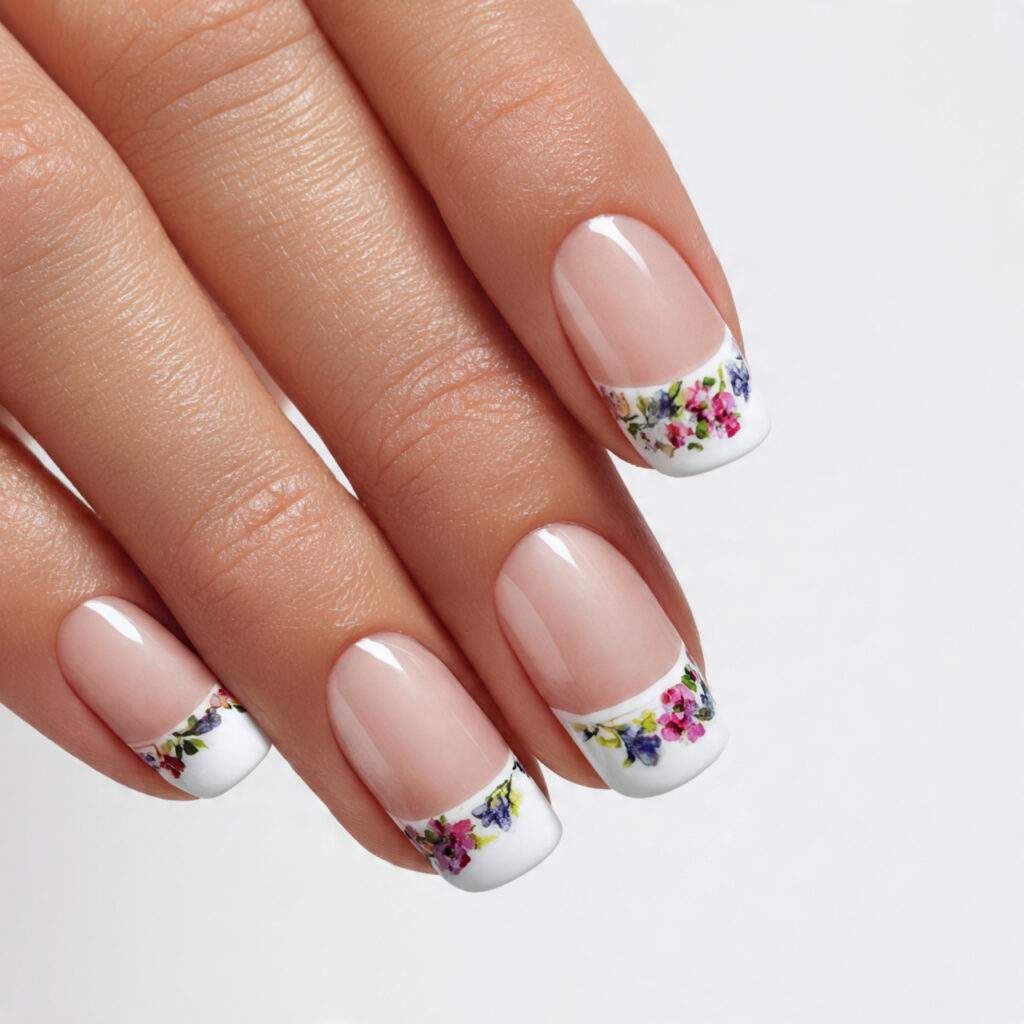 french tips with floral twists offer a 1