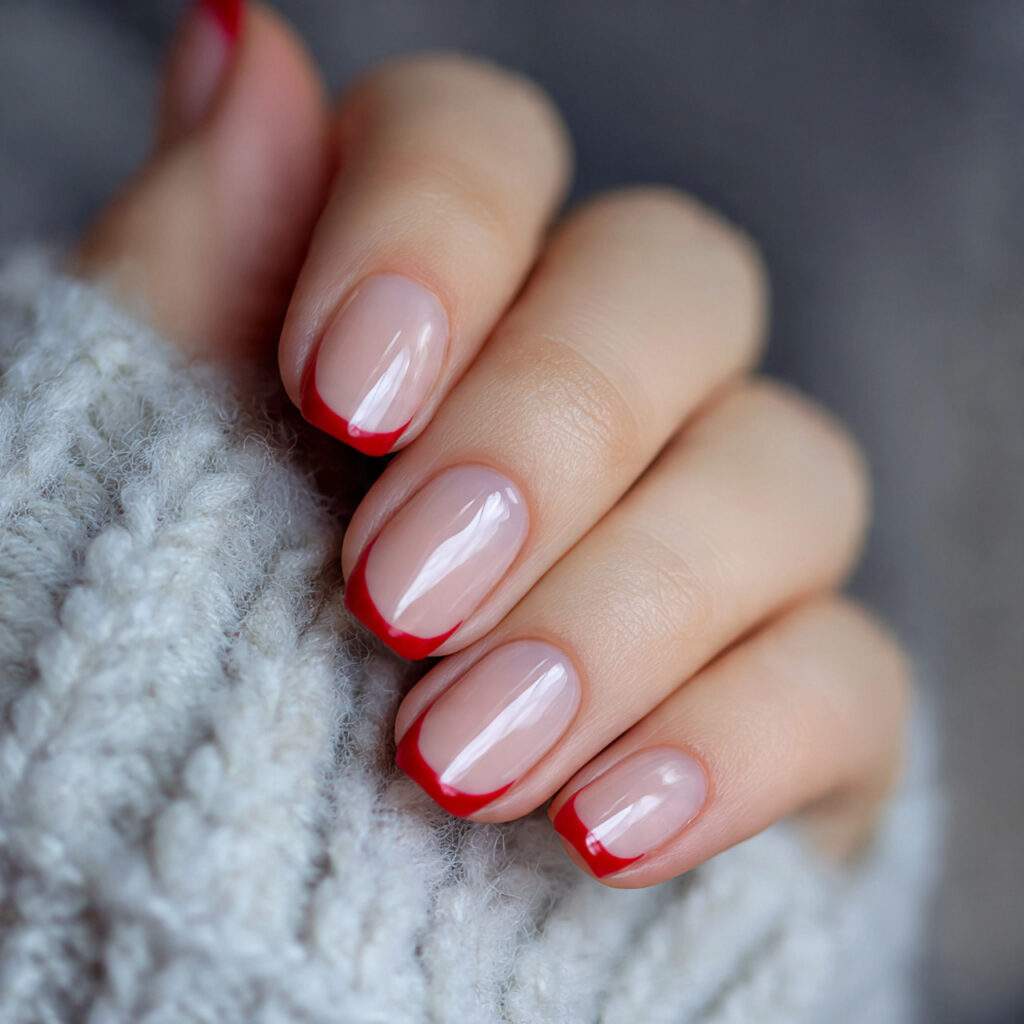frosted red tip nails feel soft and
