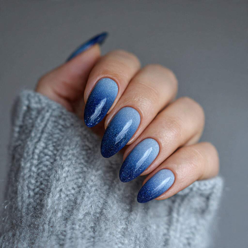 frosty night gradient navy winter nails feel