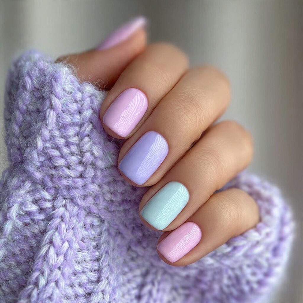 fun winter nails in pastel colors feel