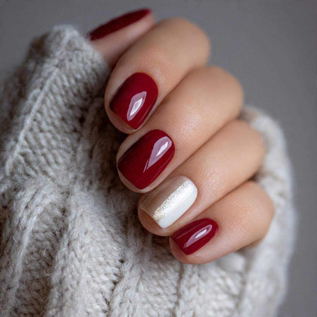 fun winter nails with bold accent nails