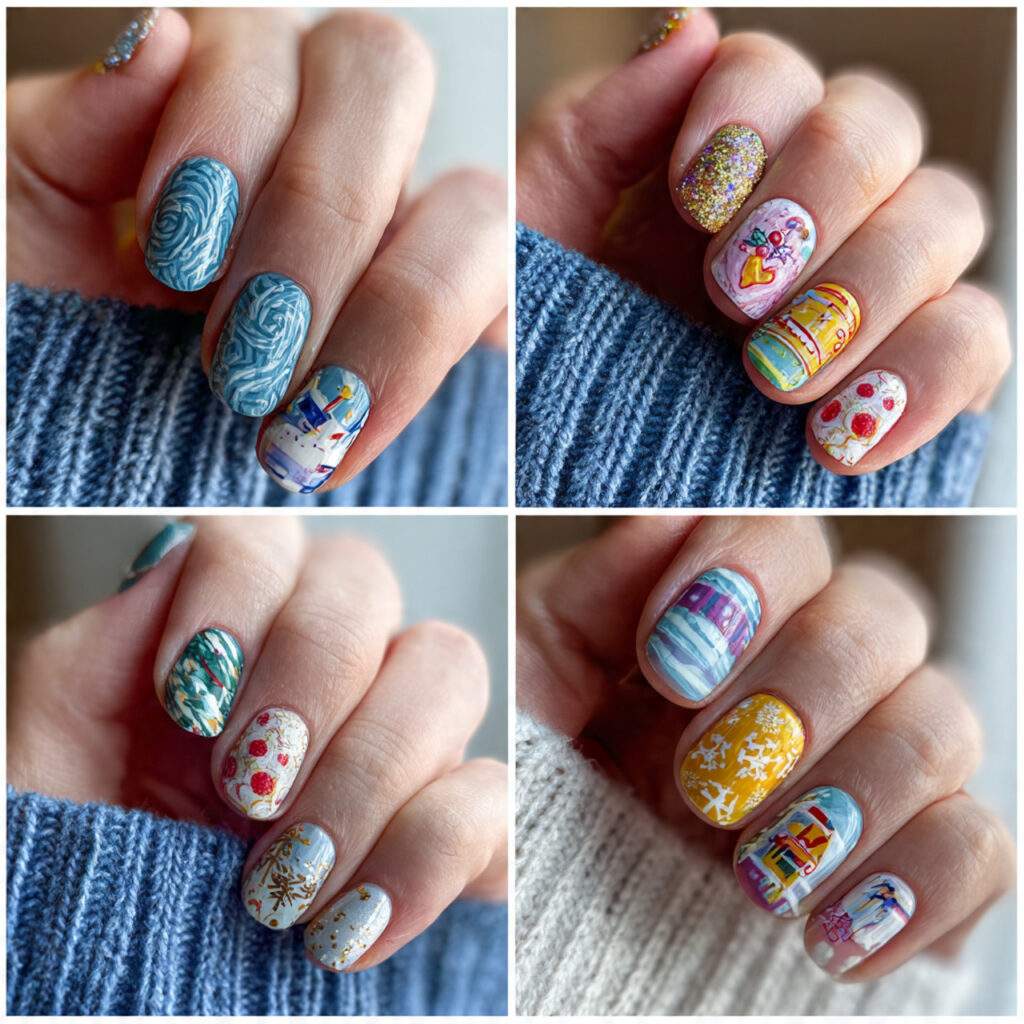 fun winter nails with mix and match