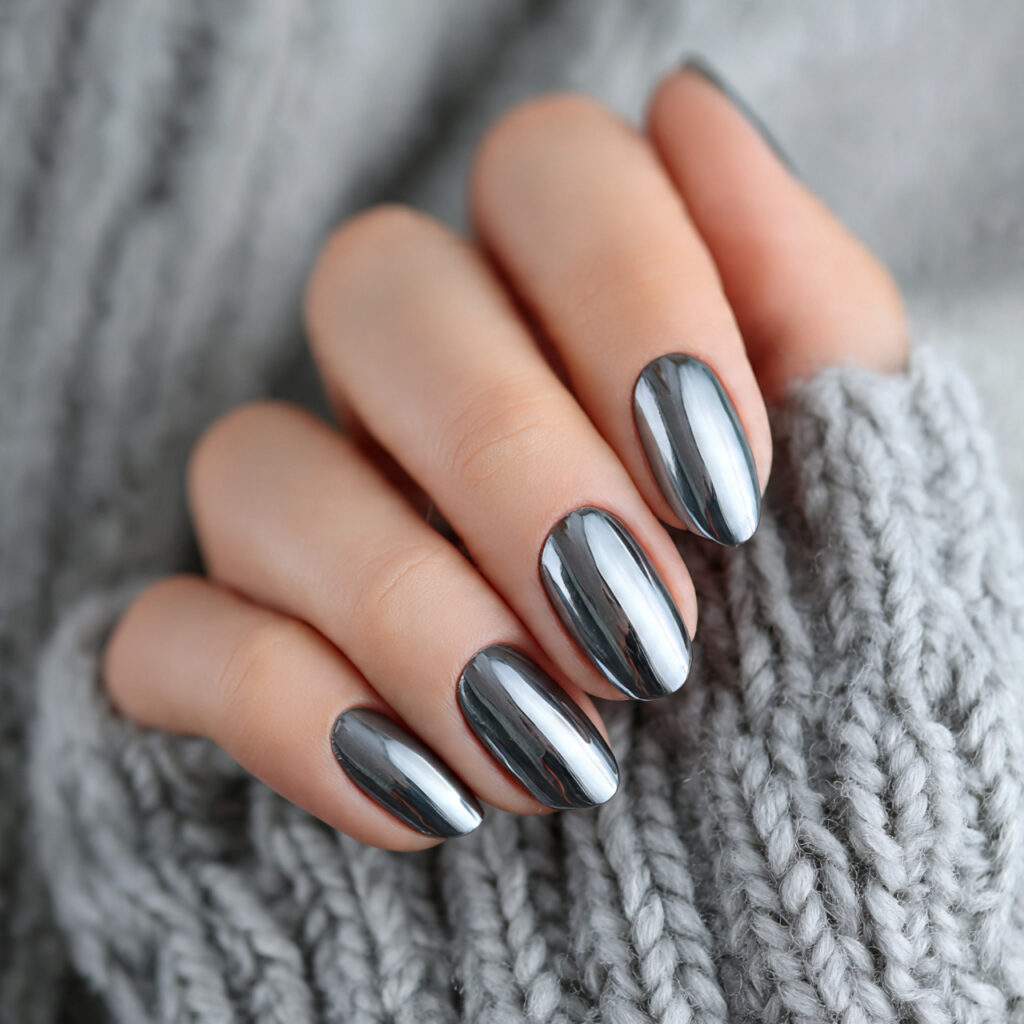 galactic chrome nails add drama with control
