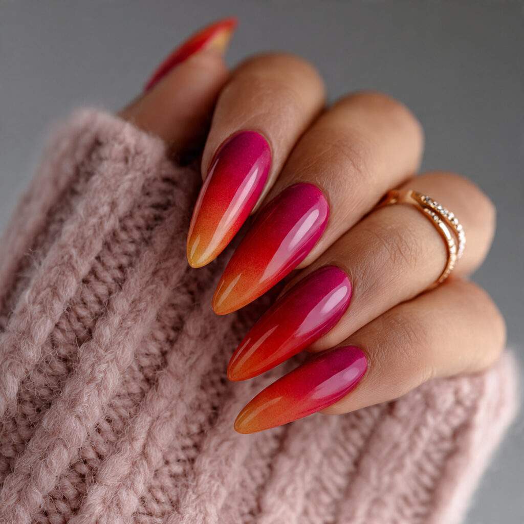 glam ombre nails with bold color blends