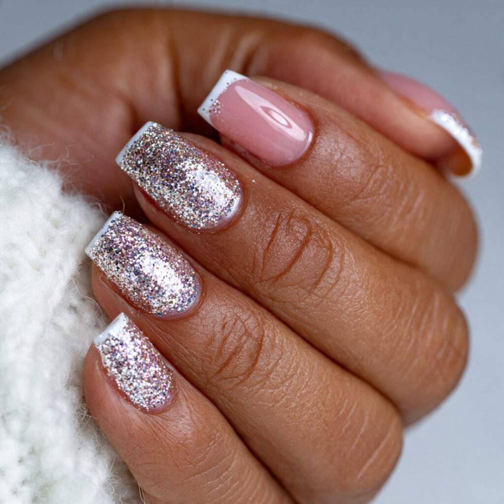 glitter french tips give a fresh update