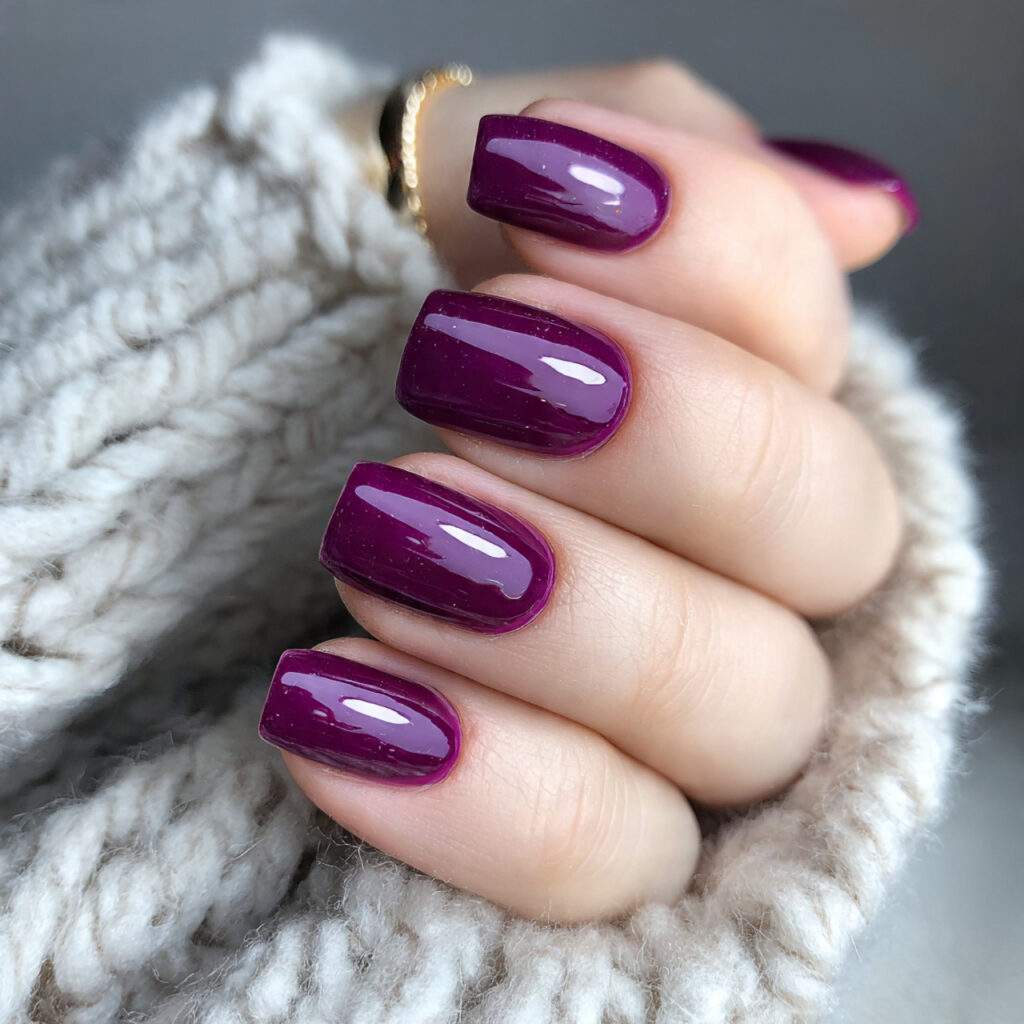 glossy purple winter nails feel fresh and