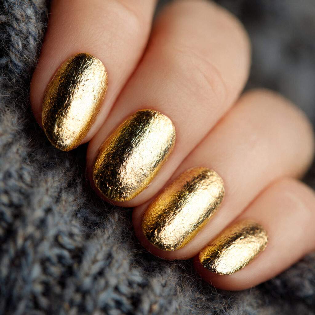 gold foil creates a metallic textured finish