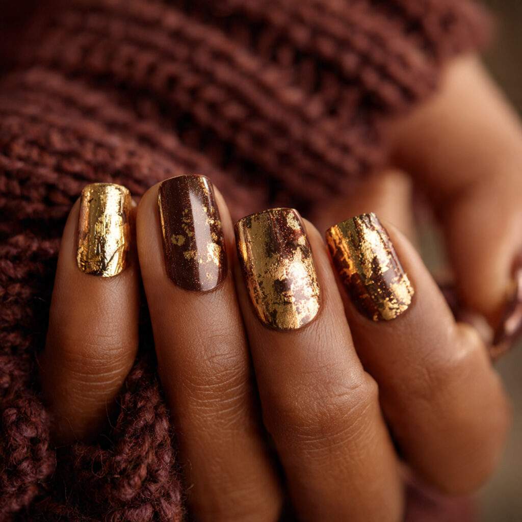 gold foil nails instantly add luxury to