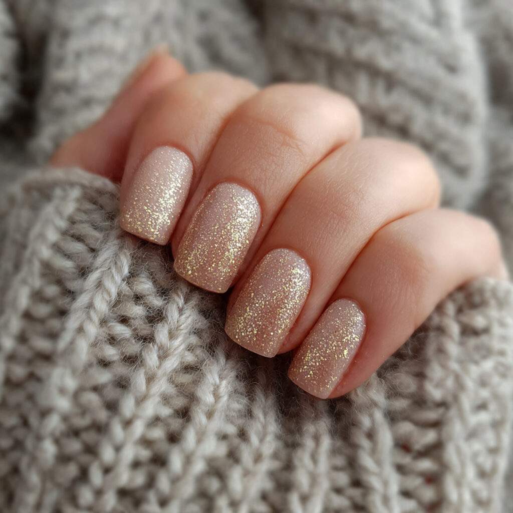golden frost nails mix warmth and sparkle