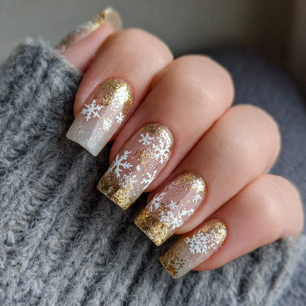 golden snowflake elegance nails feel festive and