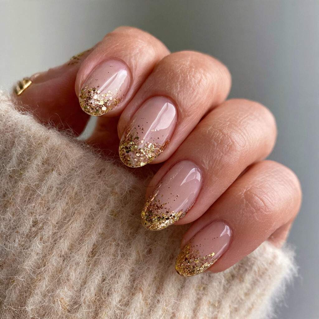 golden winter glam nails feel warm and