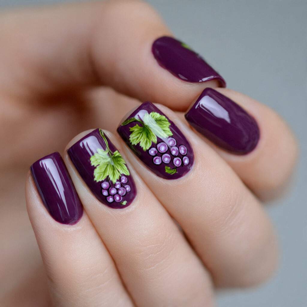 grape nails are deep purple and chic