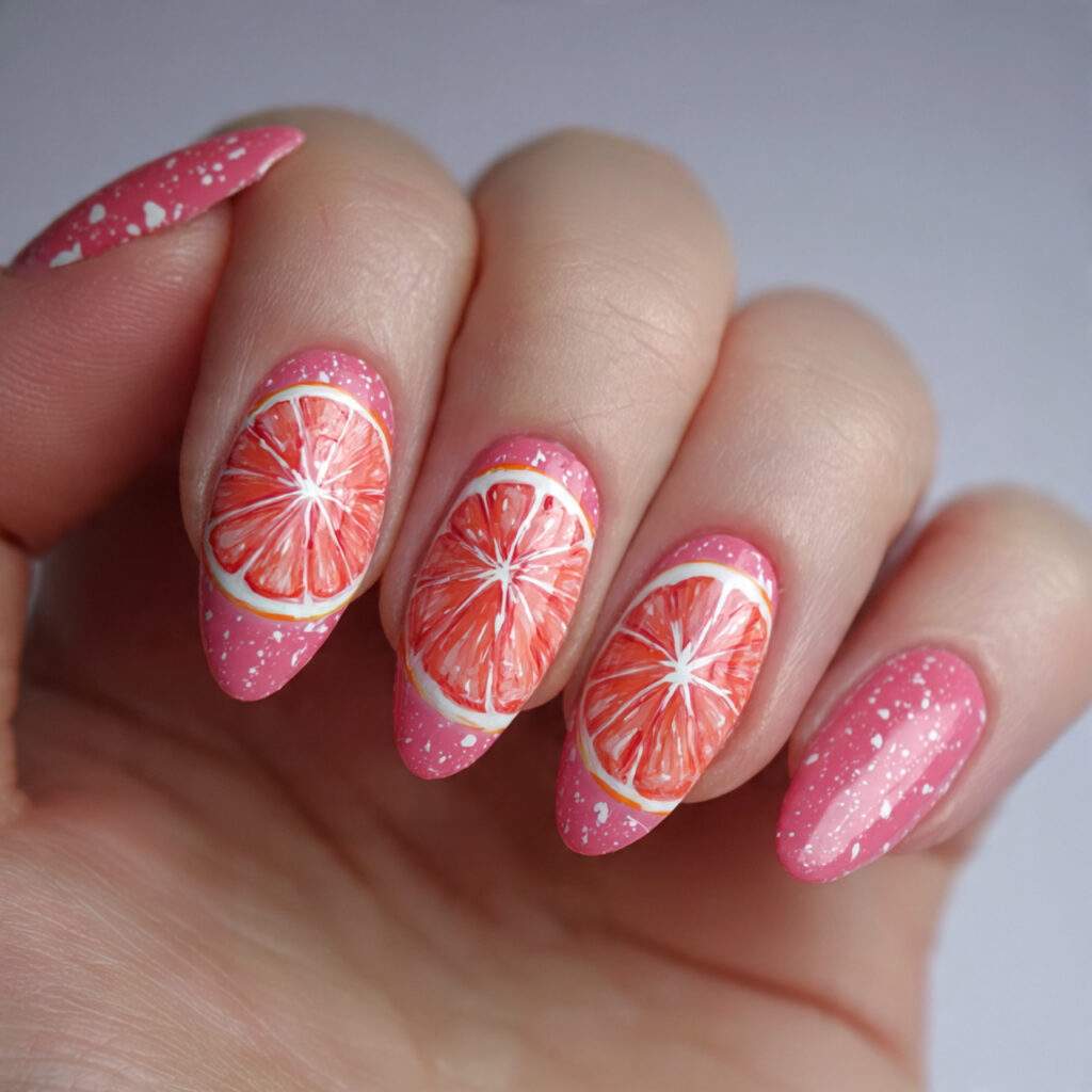 grapefruit nails for a fresh pink citrus