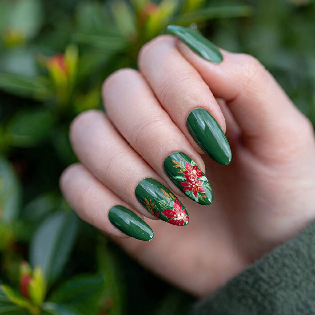 green garden poinsettia nails feel fresh and