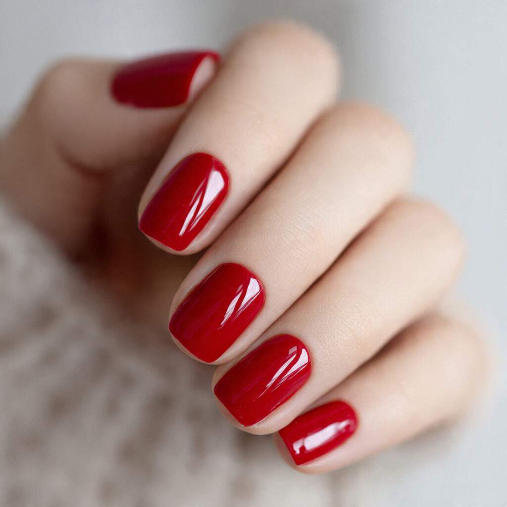 high gloss red nails deliver pure and