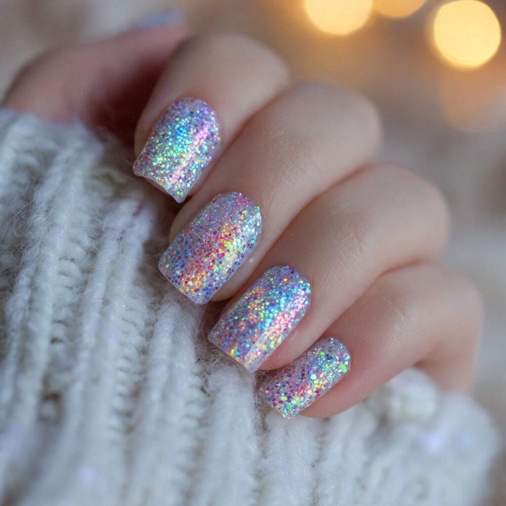 holographic glitter adds full sparkle with shifting